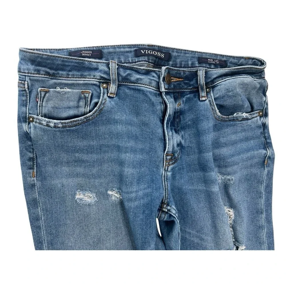 Vigoss Jagger Skinny Jeans Womens Size 29 x 27 Medium Wash Distressed Denim